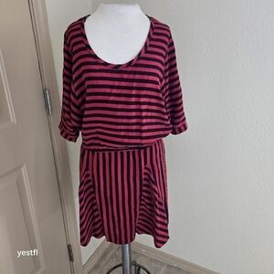Mason striped black and red silk mini dress 4